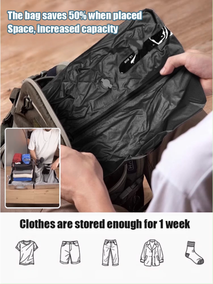 Pump-free travel clothing storage compression bag