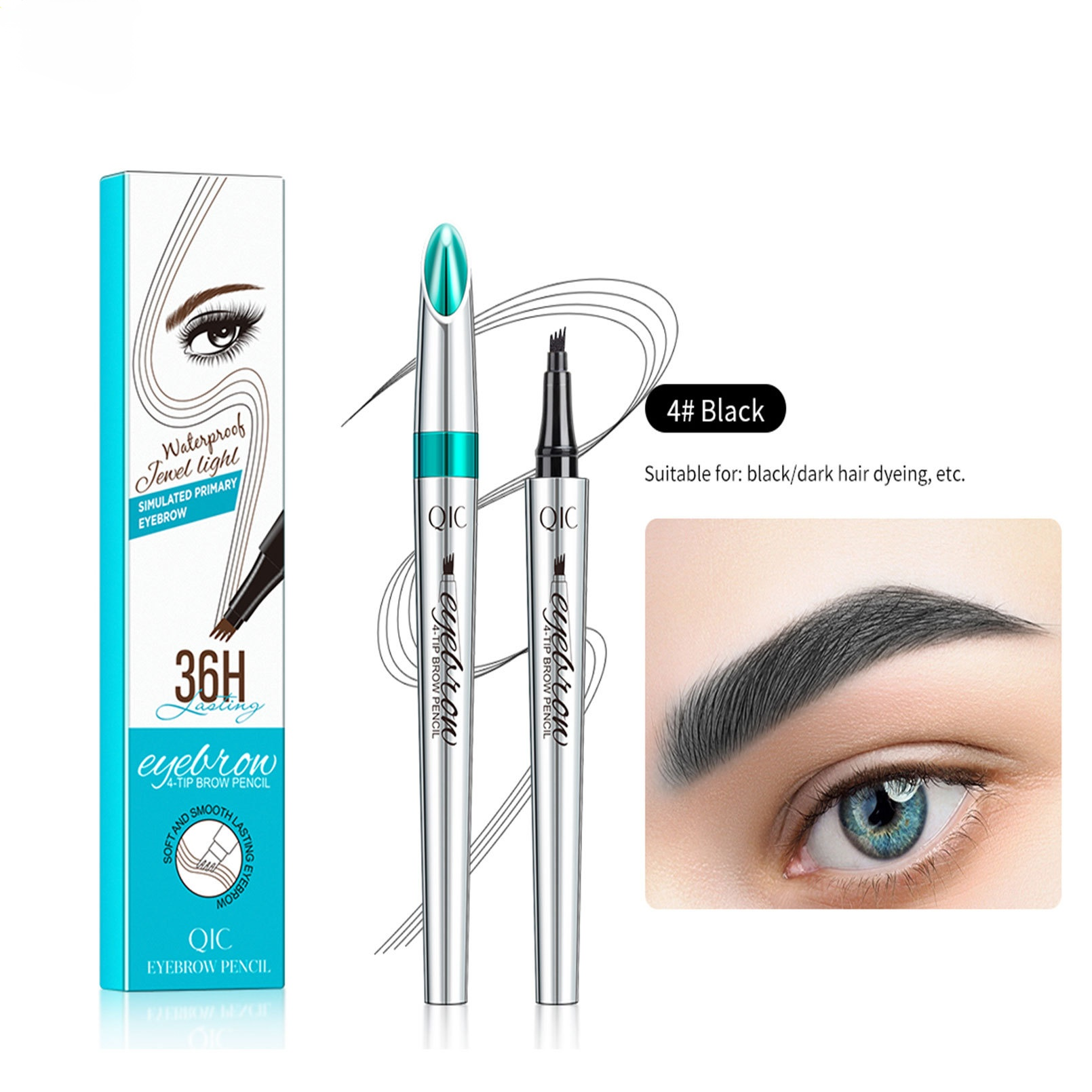 【Sweat-proof and Smudge-proof】Four-Pronged 3D Microblade Waterproof Eyebrow Pen