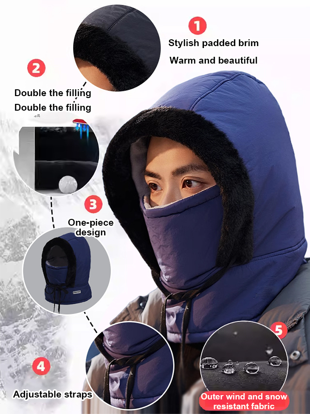 Fleece-lined thickened thermal face mask