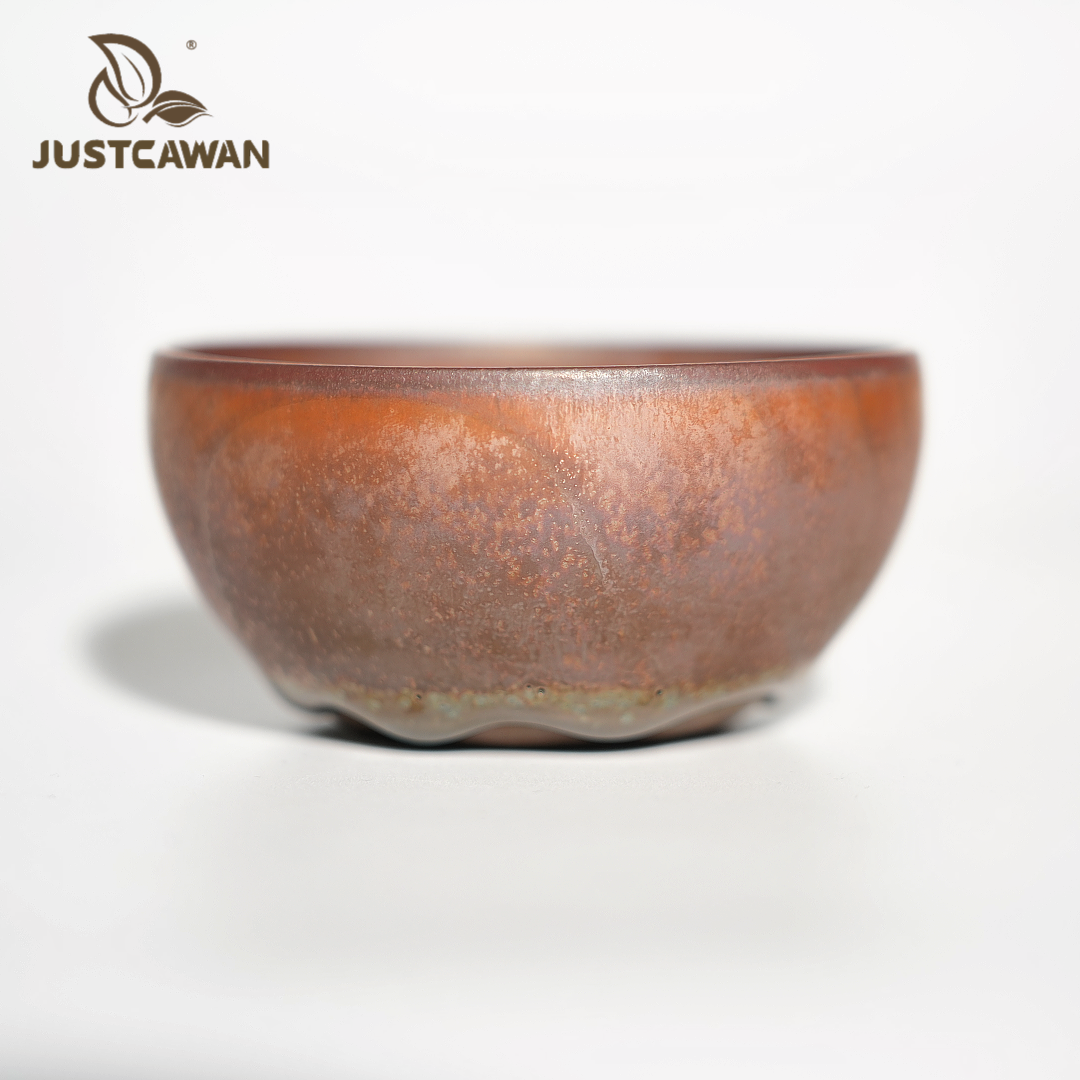 窑膜彩柿红钵建盏