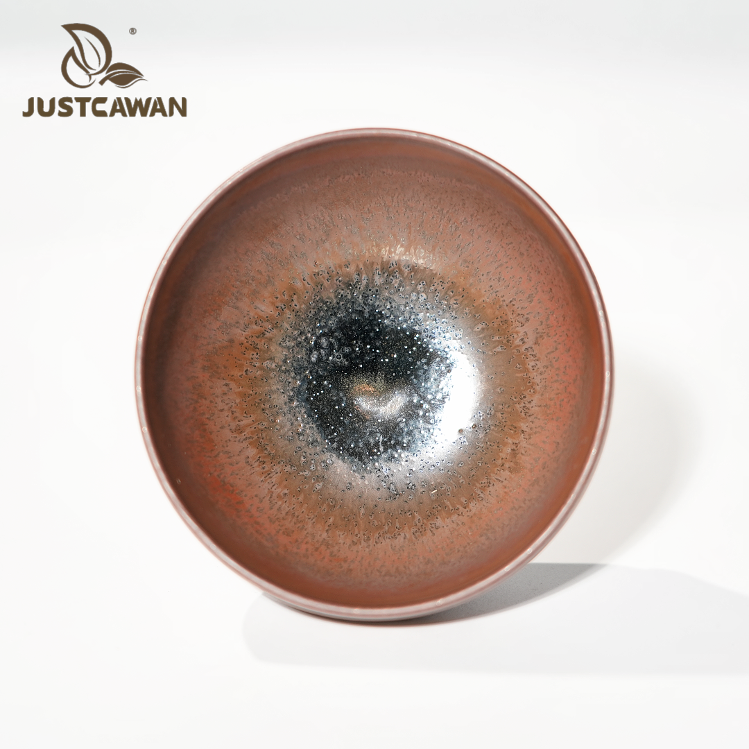 窑膜彩柿红钵建盏