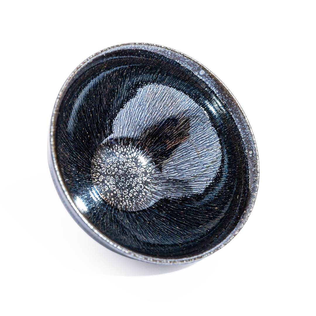 束口黑底银毫建盏