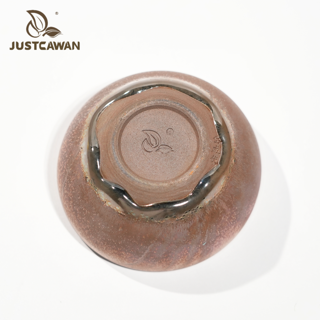 窑膜彩柿红钵建盏