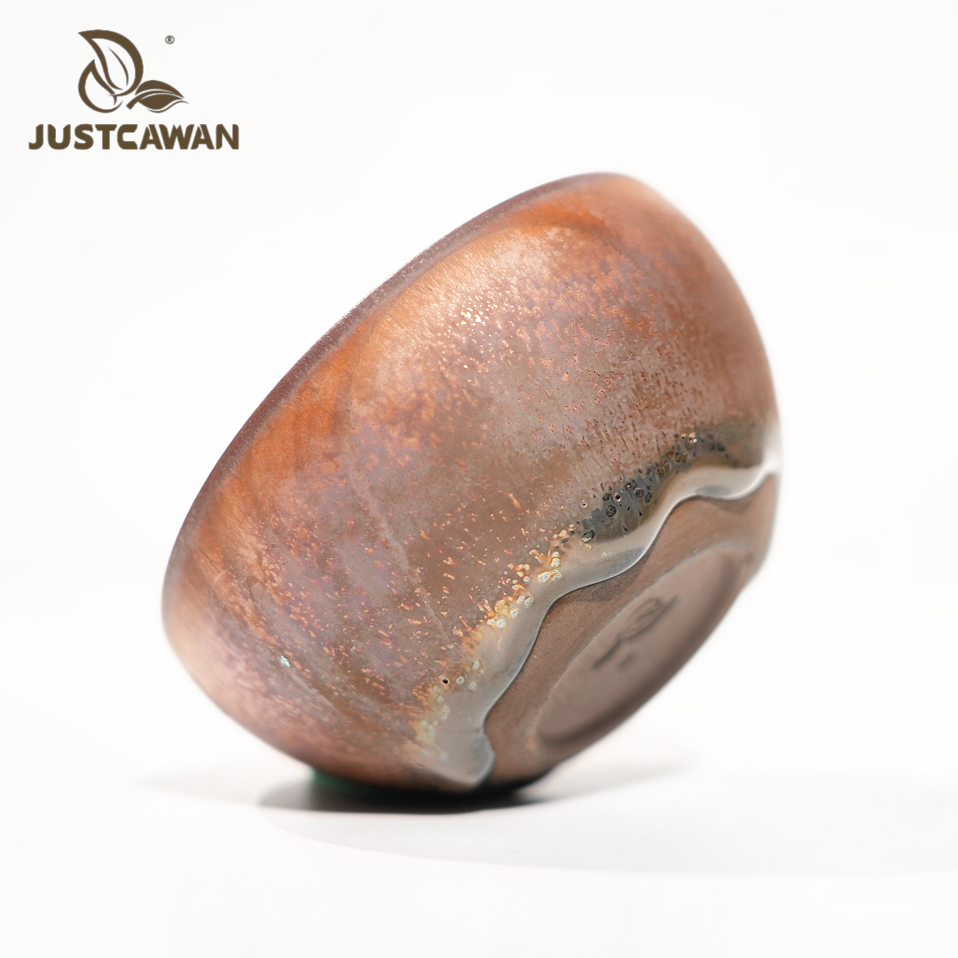 窑膜彩柿红钵建盏