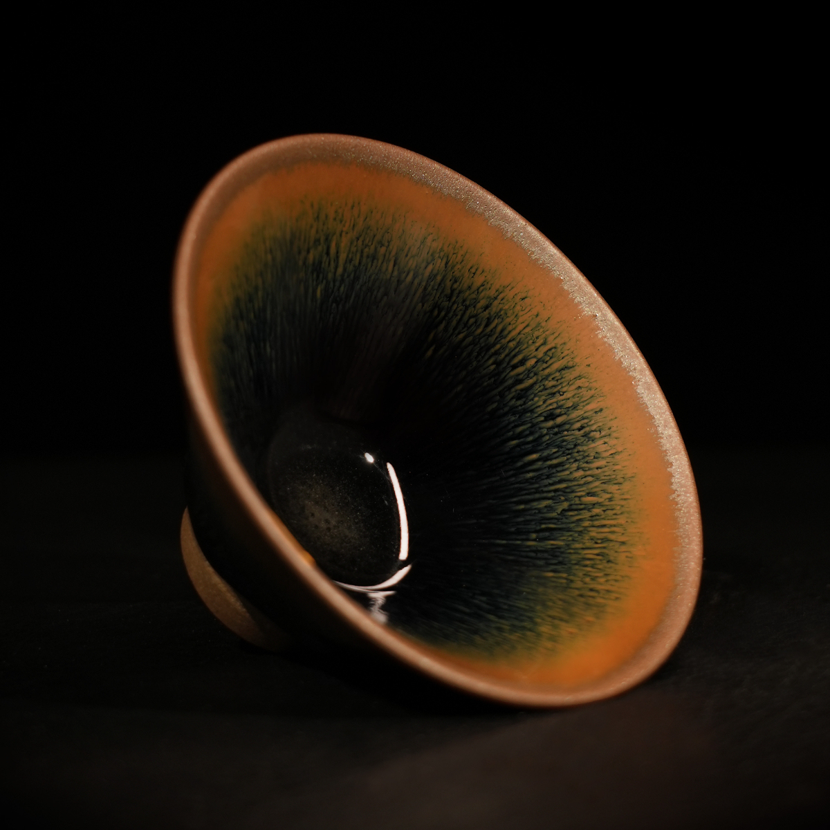 撇口金兔毫柴烧建盏