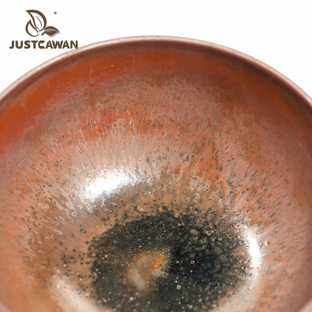 窑膜彩柿红钵建盏