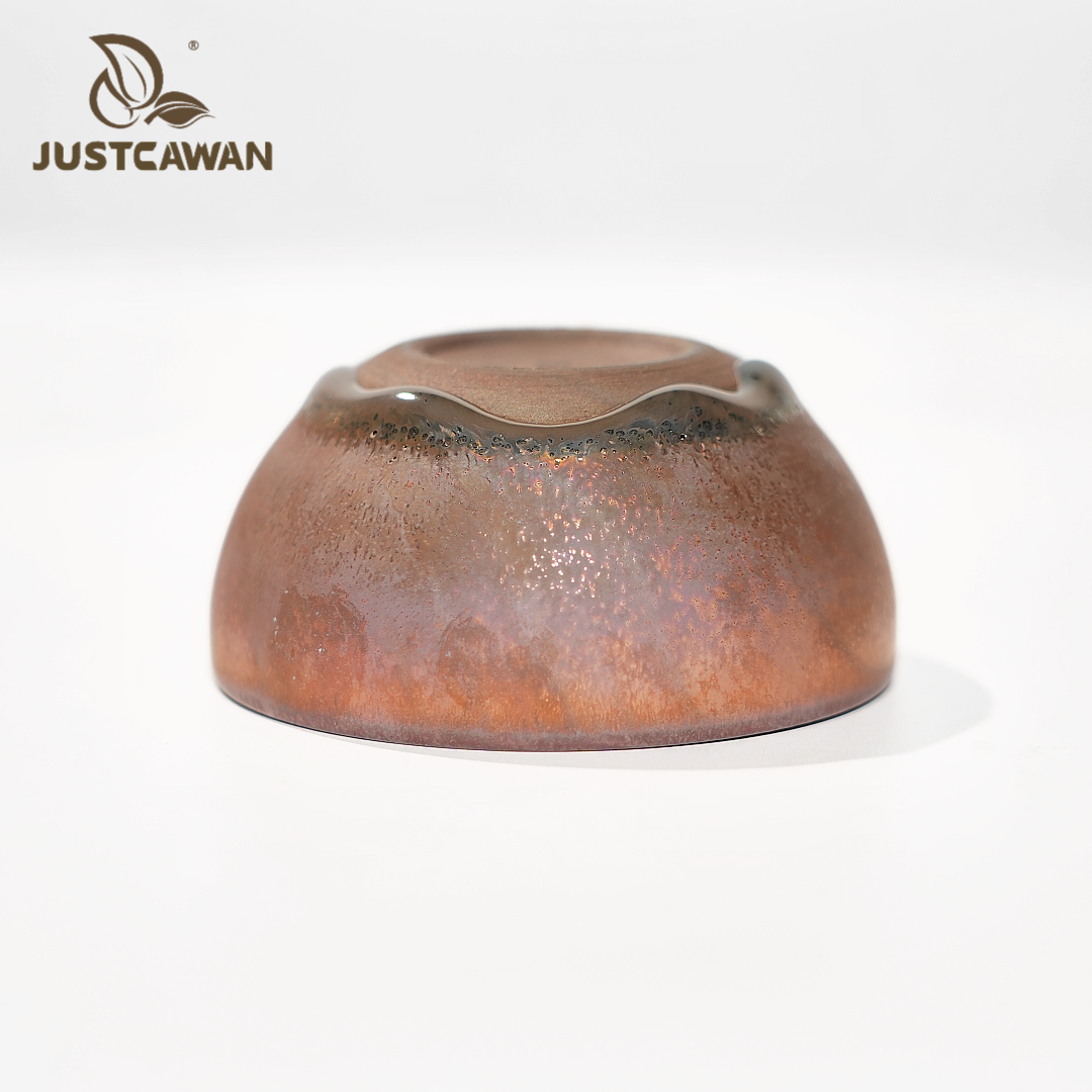 窑膜彩柿红钵建盏