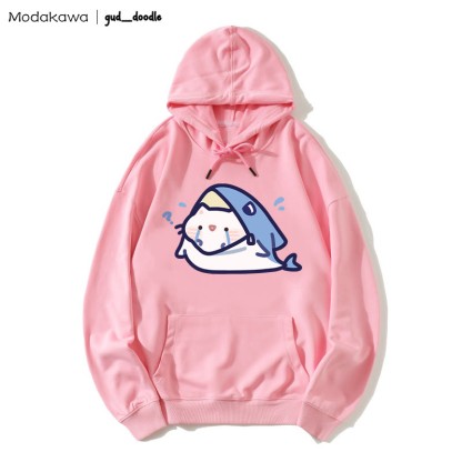 MODAKAWA X gud_doodleキティシャークプリント ルーズパーカー - Pink - 5XL - image 5