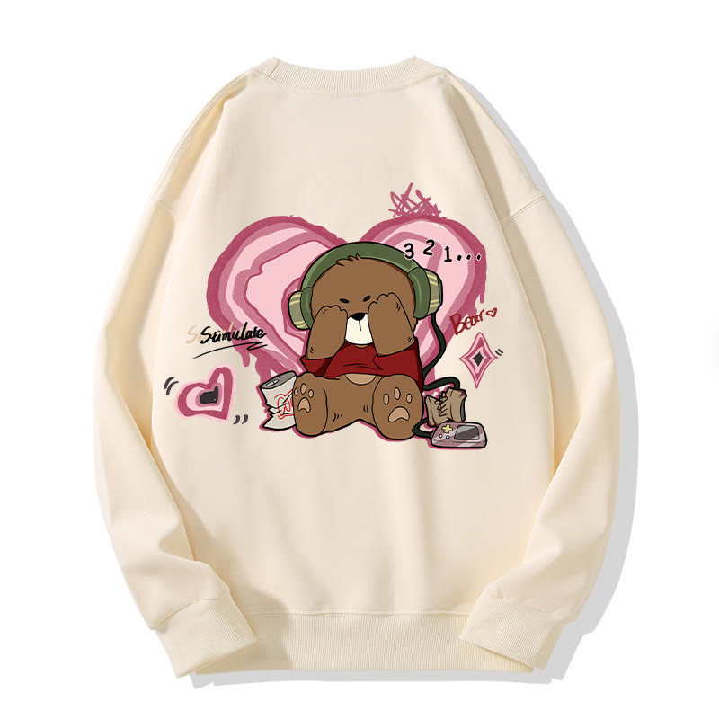 MODAKAWA COUNTDOWN カバーアイズベアグラフィック ユニセックス スウェットシャツ - Beige - 5XL - image 2