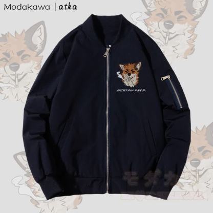 MODAKAWA X atka Fox スモーキンググラフィック ジップアップ アウタージャケット - 濃厚 - 紫がかった青 - 4XL - image 3