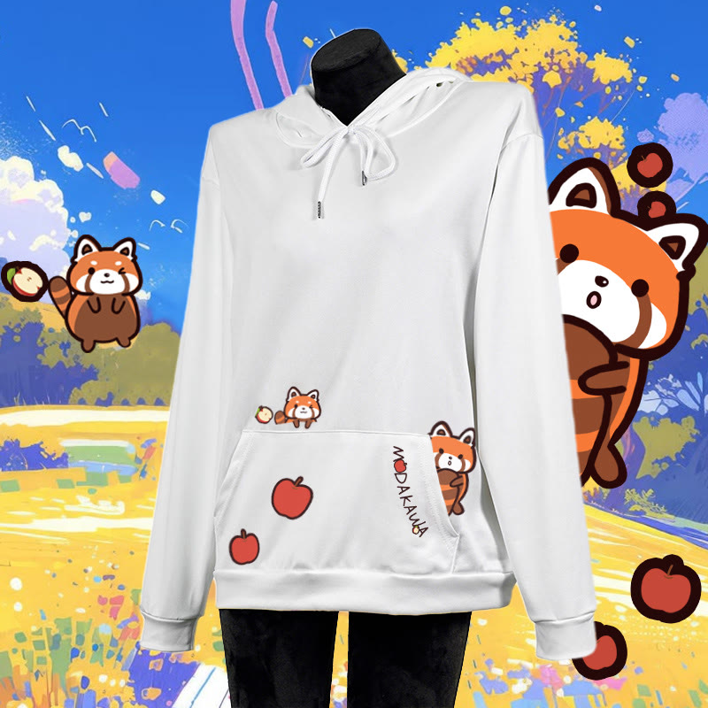 グラデーションレッサーパンダレタープリントModakawaカワルーズパーカー - White - 5XL - image 5