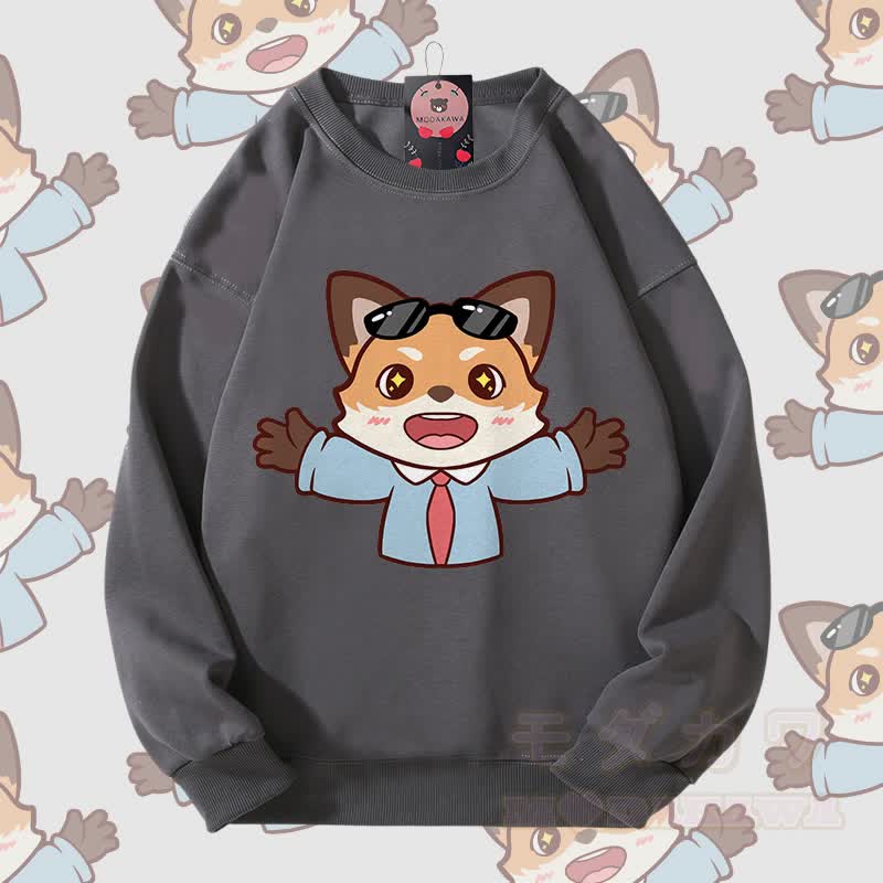 MODAKAWA キュートな動物柄 カップルお揃い ユニセックス スウェットシャツ - ダークグレー - 5XL - image 4