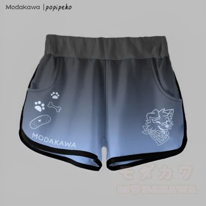 MODAKAWA × popipeko グラデーションスマイルパピーグラフィックショートパンツ - ブラック＆ブルー - 5XL - image 3