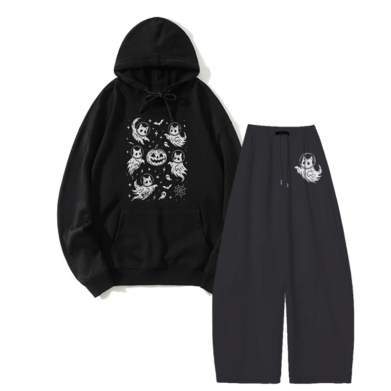 MODAKAWA ゴーストキャット パンプキン パーカー ワイドレッグパンツ 2点セット - Black - 5XL - image 3