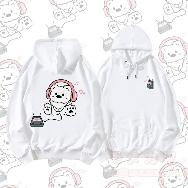 MODAKAWA ヘッドホンベア グラフィック カップル マッチング パーカー - 白 - 5XL - image 7