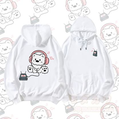 MODAKAWA ヘッドホンベア グラフィック カップル マッチング パーカー - 白 - 5XL - image 7