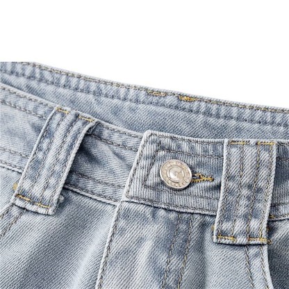 フラワー刺繍カジュアルデニムパンツ - image 5