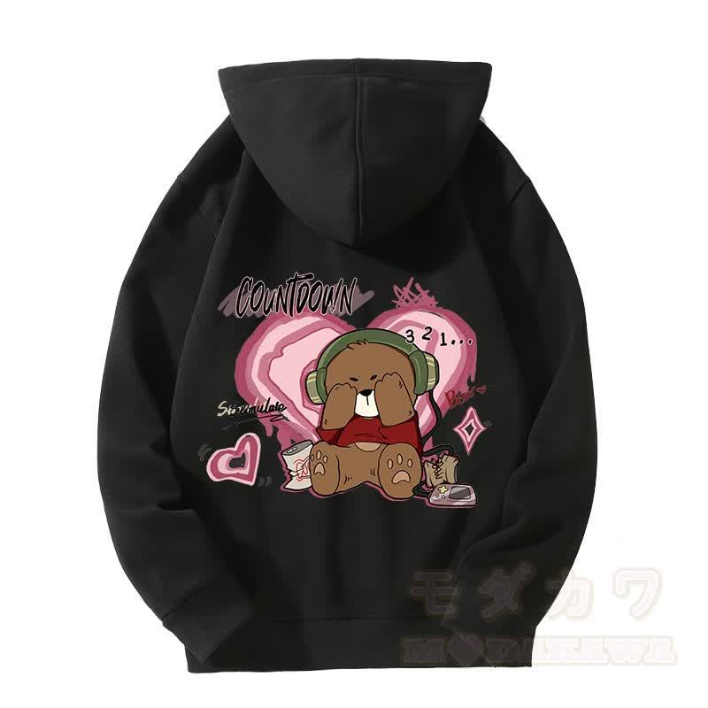 MODAKAWA COUNTDOWN カバーアイズベアグラフィック 裏起毛 ジップアップ パーカー スウェットシャツ - 黒 - 5XL - image 6