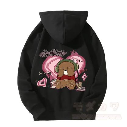 MODAKAWA COUNTDOWN カバーアイズベアグラフィック 裏起毛 ジップアップ パーカー スウェットシャツ - 黒 - 5XL - image 6