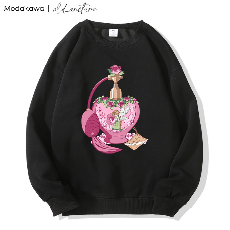 MODAKAWA X old_arcture ローズエンジェル パフュームボトル レタープリント ラウンドカラー スウェットシャツ - Black - 5XL - image 5