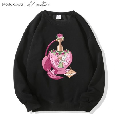 MODAKAWA X old_arcture ローズエンジェル パフュームボトル レタープリント ラウンドカラー スウェットシャツ - Black - 5XL - image 5