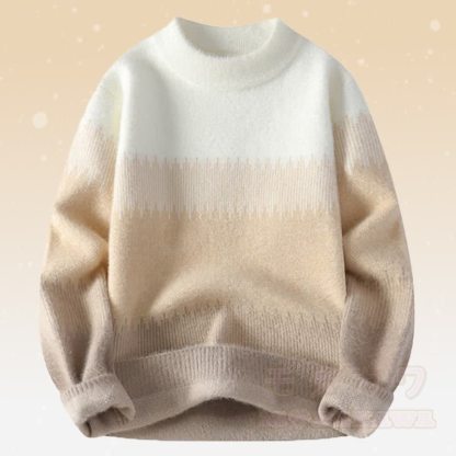 ニットカラーブロックセーター コーデュロイパンツ ツーピース - 黄色のセーター - 4XL - image 8