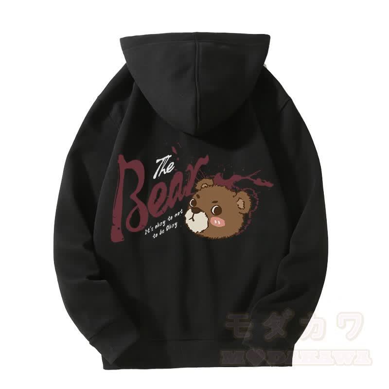 MODAKAWA IT'S OKAY TO NOT BE OKAY ベアグラフィック ジップアップ パーカー スウェットシャツ - 黒 - 5XL - image 5