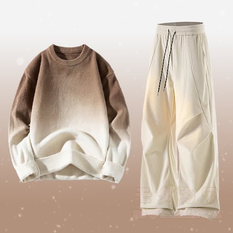 グラデーションニットセーター コーデュロイパンツ ツーピース - セットC - 3XL - image 3