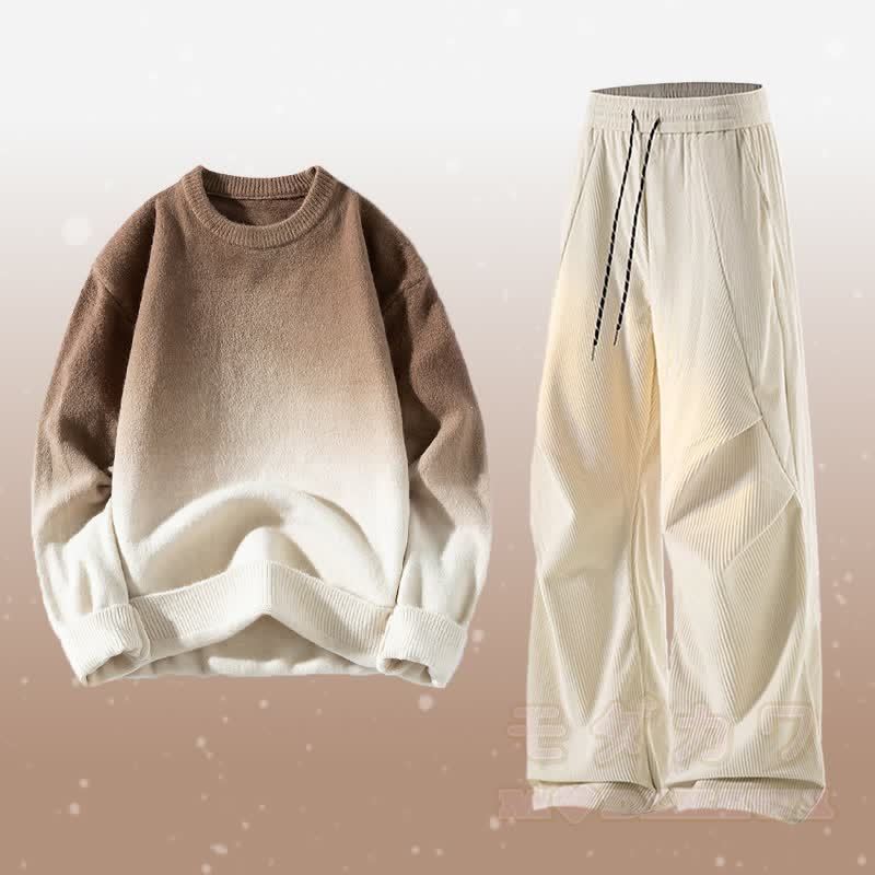 グラデーションニットセーター コーデュロイパンツ ツーピース - セットC - 3XL - image 3