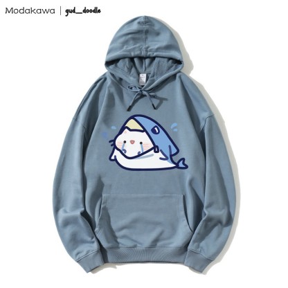 MODAKAWA X gud_doodleキティシャークプリント ルーズパーカー - Slate Blue - 5XL - image 6