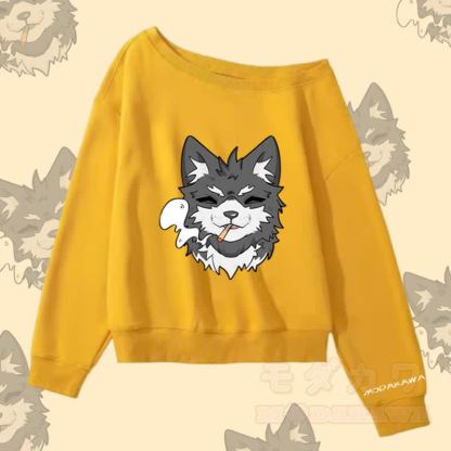 MODAKAWA スモーキングパピー グラフィック オフショルダー スウェットシャツ - 黄色 - L - image 3
