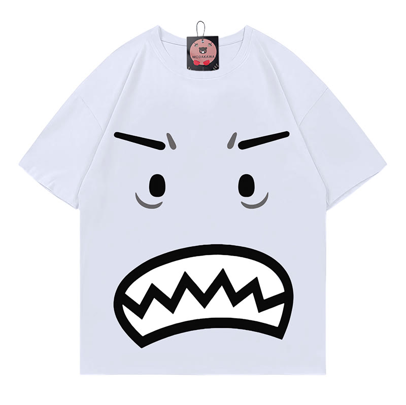怒りの表情プリントModakawaTシャツ - White - 5XL - image 3