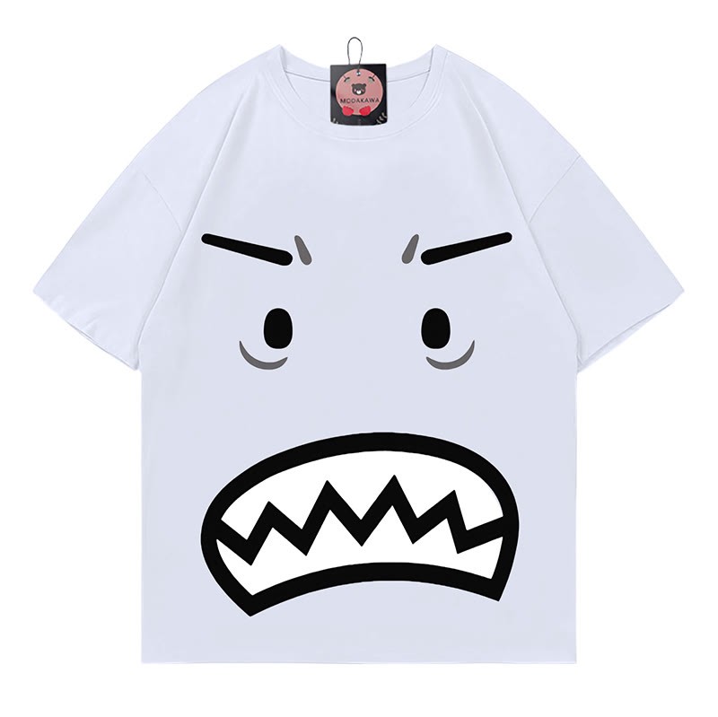 怒りの表情プリントModakawaTシャツ - White - 5XL - image 3