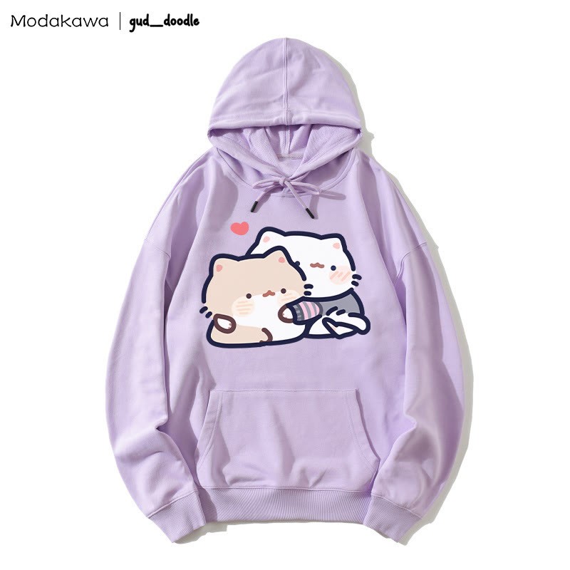 MODAKAWA X gud_doodleキティプリント ルーズパーカー - Purple - 5XL - image 3
