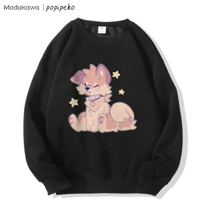 MODAKAWA X popipeko パピープリント ラウンドカラー スウェットシャツ - Black - 5XL - image 3