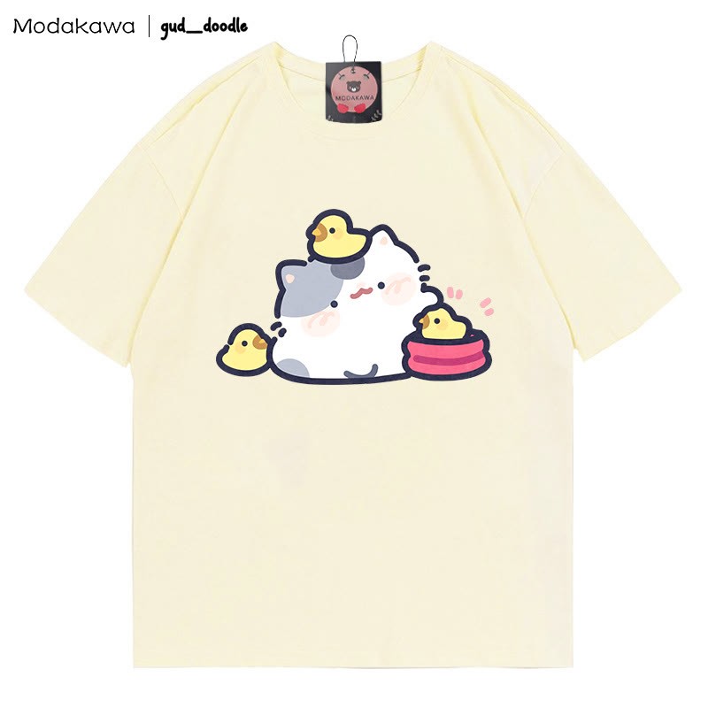 MODAKAWA X gud_doodleキティひよこプリントTシャツ - Apricot - 5XL - image 7