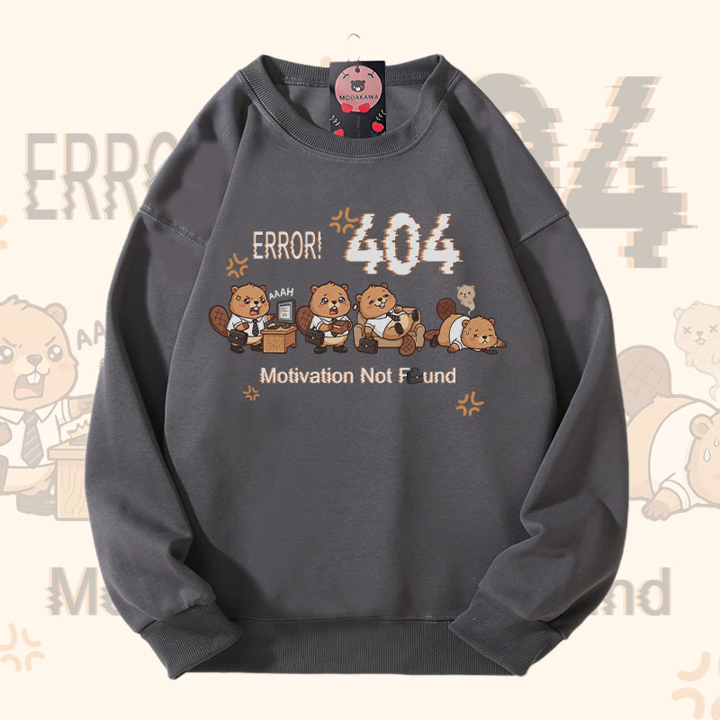 ERROR 404 MOTIVATION NOT FOUNDん リスのグラフィックModakawaスウェットシャツ - Grey - 5XL - image 6