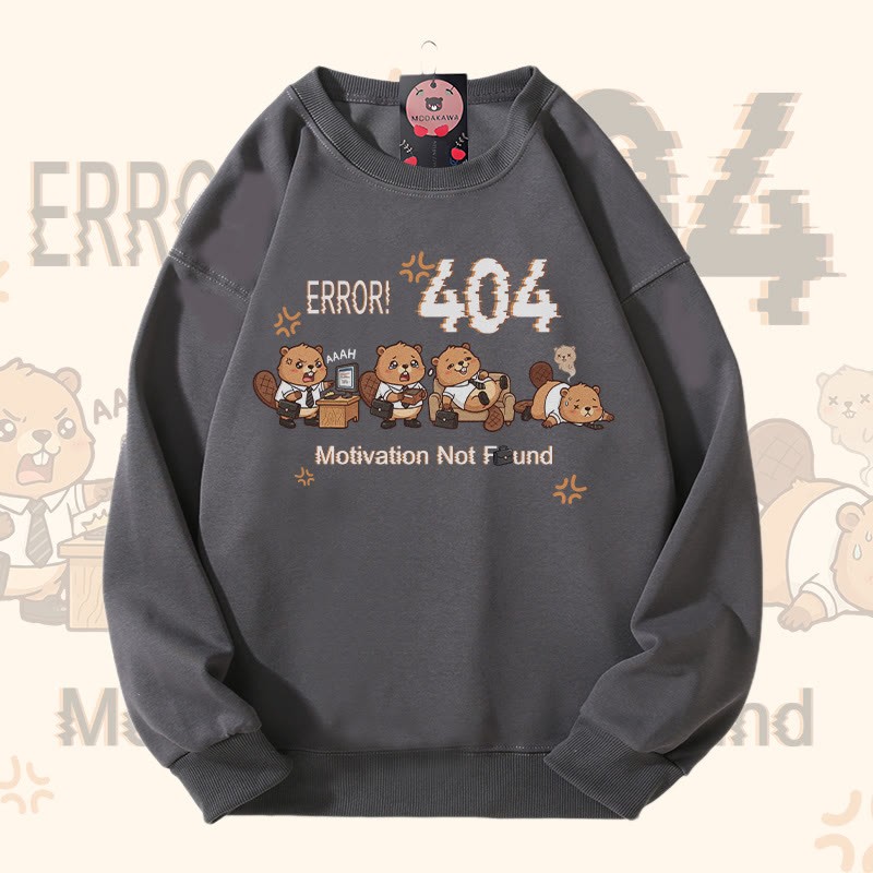 ERROR 404 MOTIVATION NOT FOUNDん リスのグラフィックModakawaスウェットシャツ - Grey - 5XL - image 6