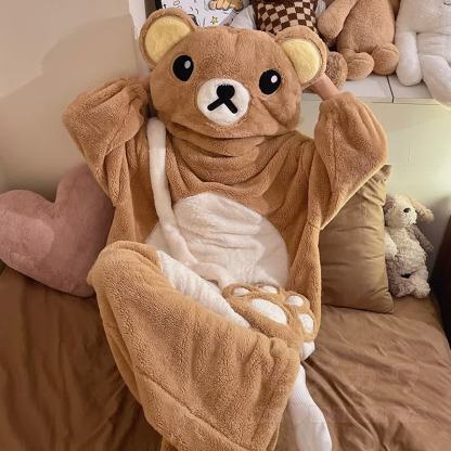 おもしろクマのぬいぐるみフード付きワンジーパジャマ - image 5