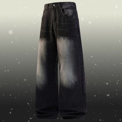 グラデーションニットセーター デニムパンツ ツーピース - Black Pants - 2XL - image 9