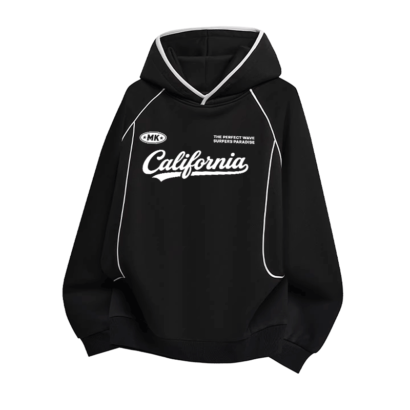 カリフォルニアグラフィックModakawaラグランスリーブ オーバーサイズ プルオーバーパーカー - Black - 3XL - image 2