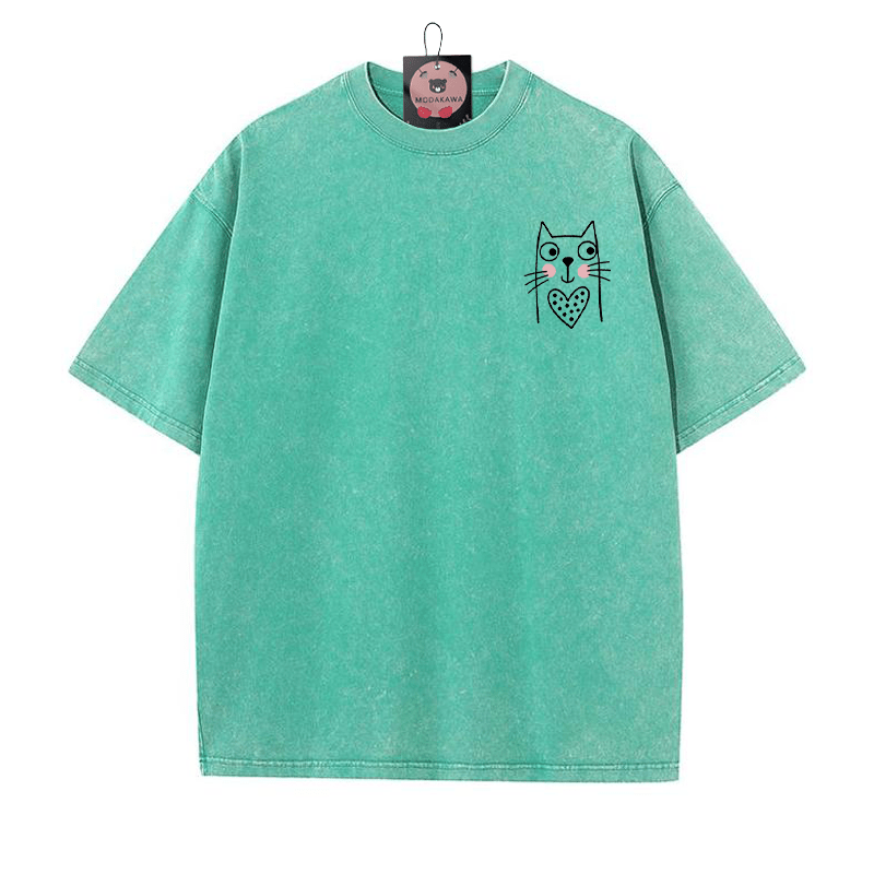 キティプリント ヴィンテージウォッシュTシャツ - 緑 - 5XL - image 4
