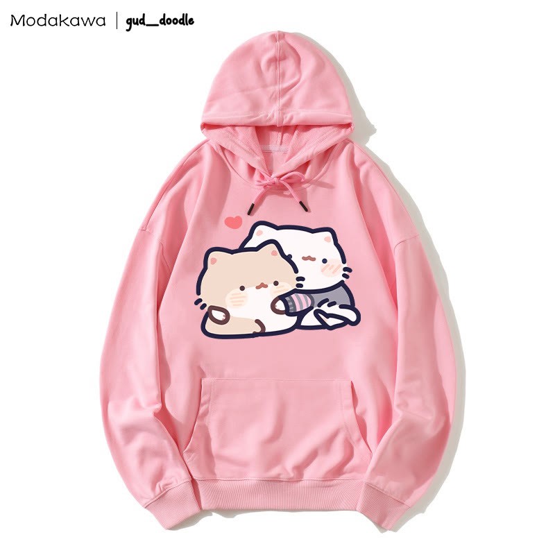 MODAKAWA X gud_doodleキティプリント ルーズパーカー - Pink - 5XL - image 4