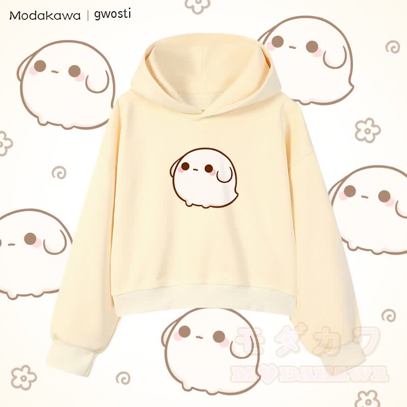 MODAKAWA X gwosti Gwosti グラフィック クロップド綿パーカー - アプリコット - 3XL - image 3
