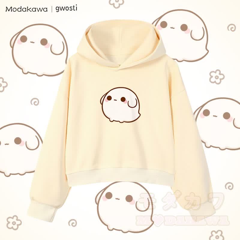 MODAKAWA X gwosti Gwosti グラフィック クロップド綿パーカー - アプリコット - 3XL - image 3