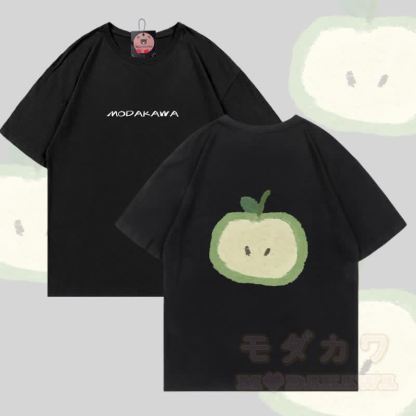 グリーンアップルグラフィックModakawa綿Tシャツ - 黒 - 5XL - image 4