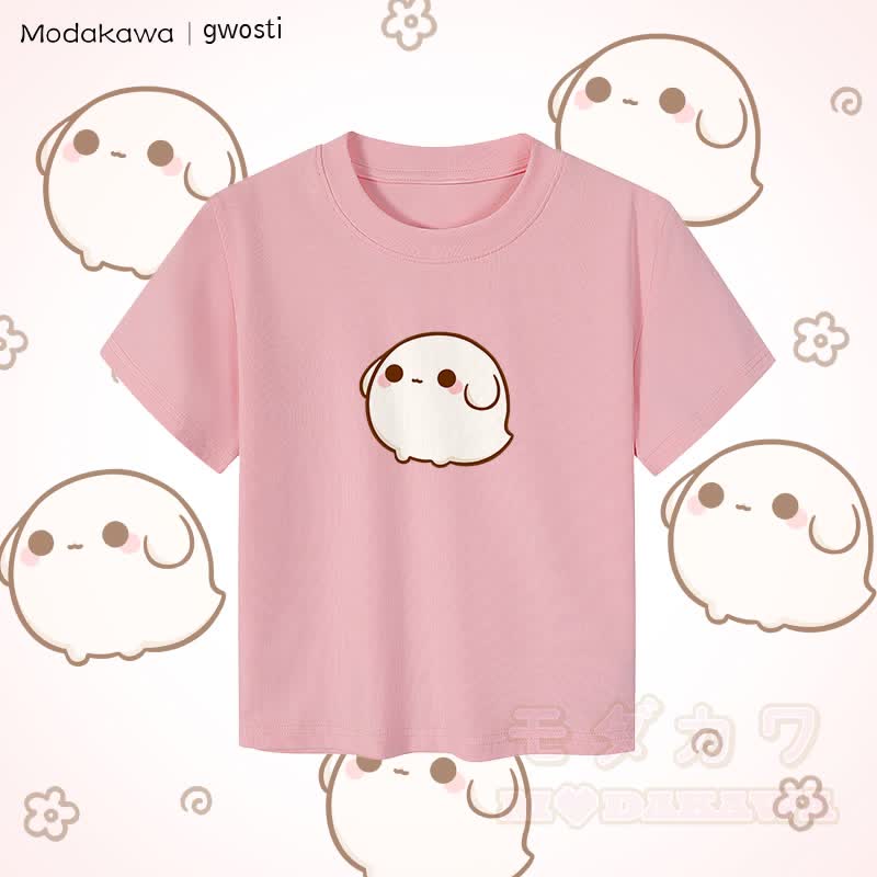 MODAKAWA X gwosti Gwosti グラフィック レディース クロップドTシャツ 92% コーマ綿クロップトップ - ピンク - XL - image 4