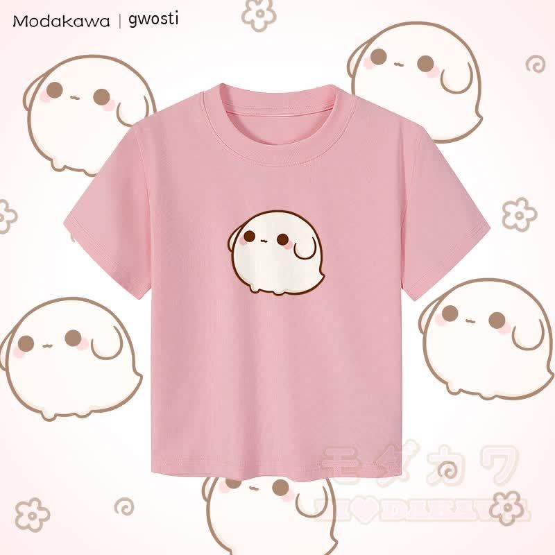 MODAKAWA X gwosti Gwosti グラフィック レディース クロップドTシャツ 92% コーマ綿クロップトップ - ピンク - XL - image 4