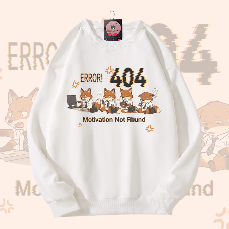 ERROR 404 MOTIVATION NOT FOUNDFox Graphic Modakawaスウェットシャツ - White - 5XL - image 6