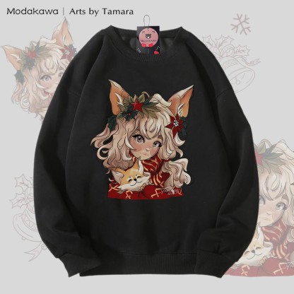 MODAKAWA X Arts by Tamara Fox ガールズ クリスマス グラフィック ユニセックス スウェットシャツ - Black - 5XL - image 4